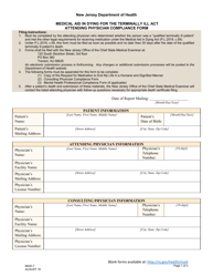 Form MAID-7 Attending Physician Compliance Form - New Jersey