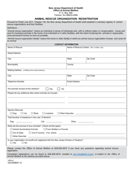 Form VPH-2 &quot;Animal Rescue Organization Registration&quot; - New Jersey