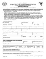 Form S.P.650 Voluntary Form of Firearms Registration - New Jersey, Page 2