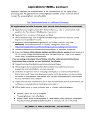 &quot;Application for Initial New Mexico Licensure&quot; - New Mexico