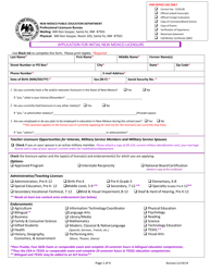 Application for Initial New Mexico Licensure - New Mexico, Page 2