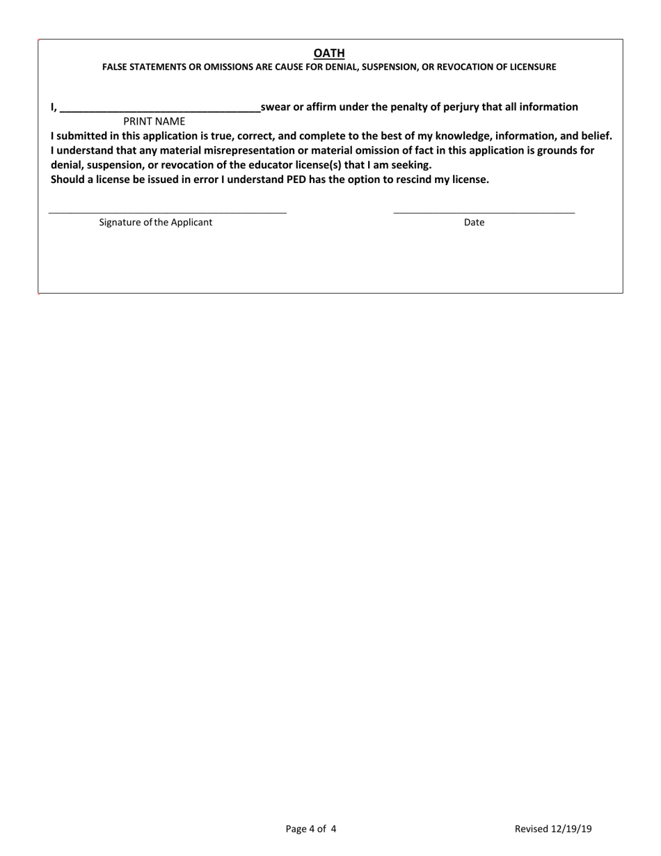 Application for New Mexico Continuing Licensure - New Mexico, Page 5