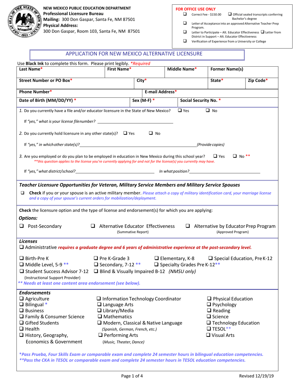 Application for Alternative Teacher Licensure - New Mexico, Page 2