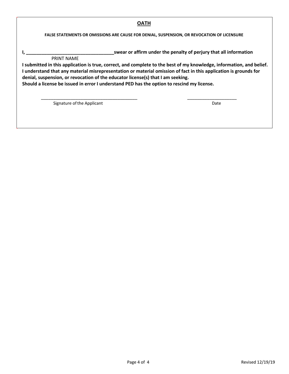 Application for New Mexico Continuing Licensure - Support Provider (Substitute, Educational Assistant, Native American Language  Culture) - New Mexico, Page 5