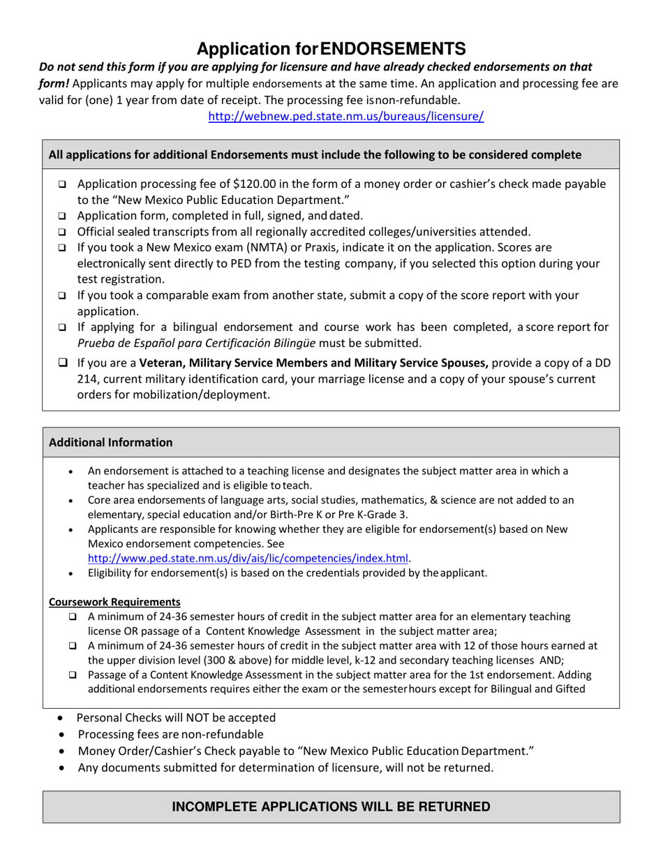 New Mexico Application for Adding an Endorsement - Fill Out, Sign ...