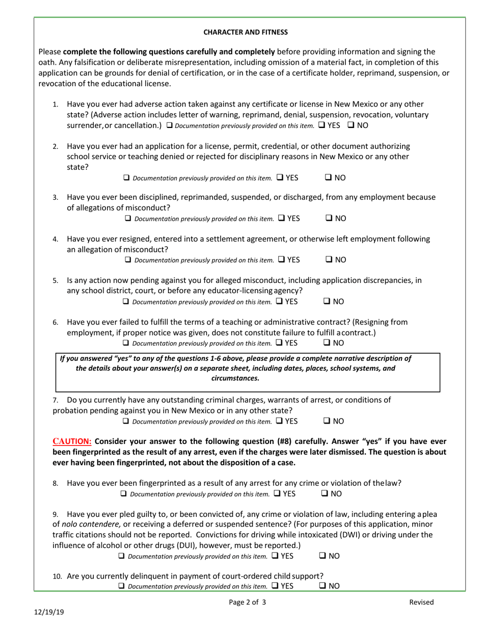 Application for Adding an Endorsement - New Mexico, Page 3