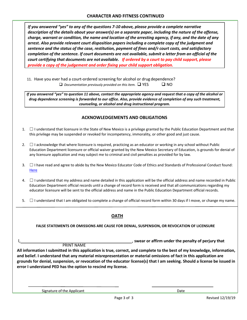 Application for Adding an Endorsement - New Mexico, Page 4