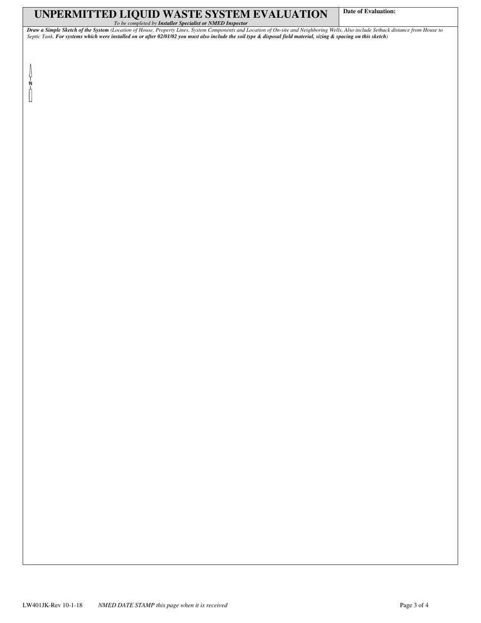Form LW401JK Unpermitted Onsite Liquid Waste System Evaluation Report - New Mexico, Page 3