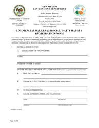 Commercial Hauler &amp; Special Waste Hauler Registration Form - New Mexico