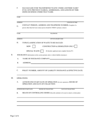 Commercial Hauler &amp; Special Waste Hauler Registration Form - New Mexico, Page 2