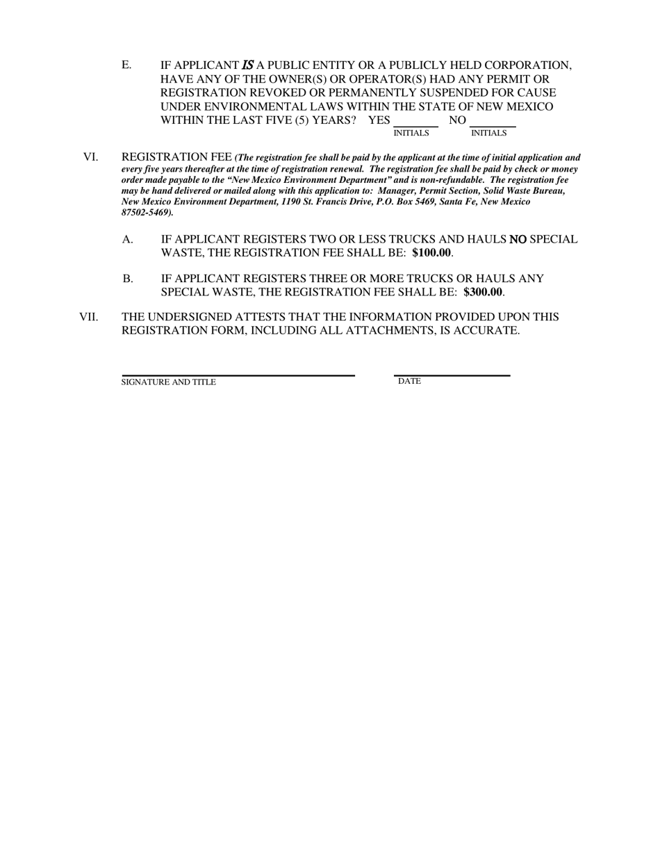 Commercial Hauler  Special Waste Hauler Registration Form - New Mexico, Page 6