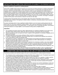 Form MVD-10383 Application for Certificate of Eligibility for Parking Placard for Mobility Impaired Individuals - New Mexico, Page 2