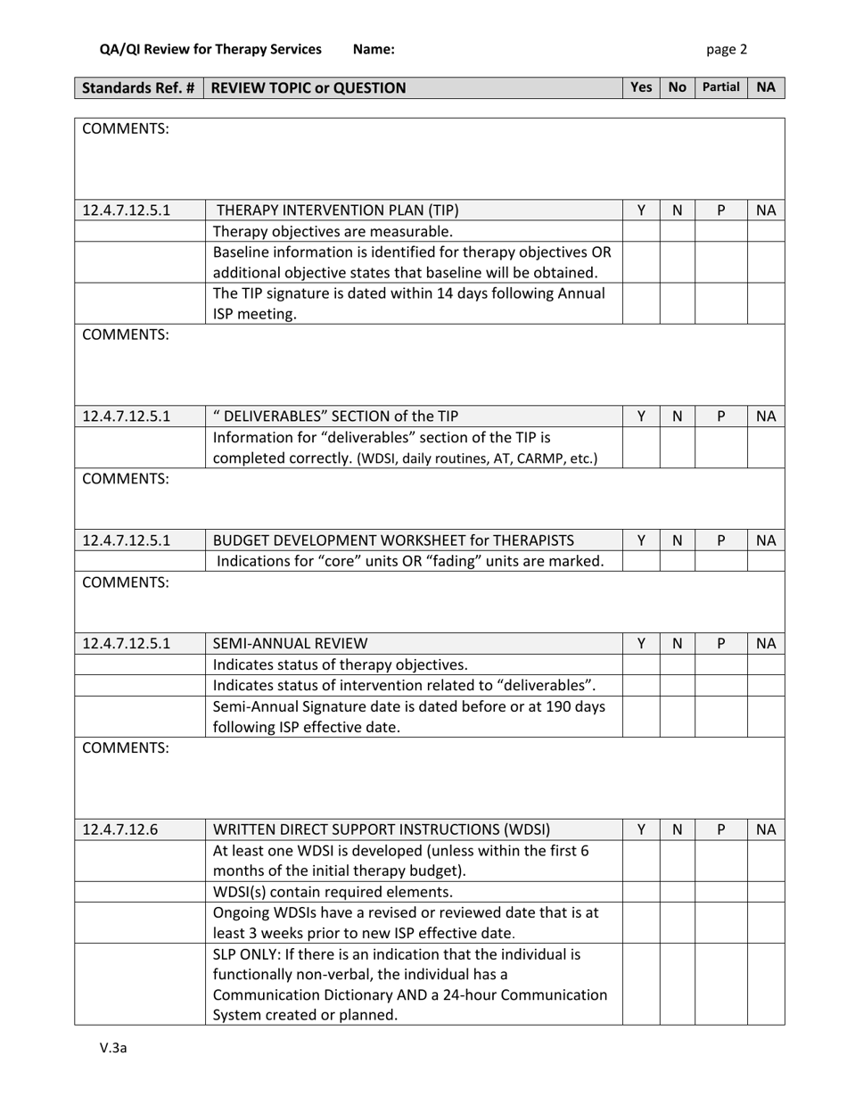 Csb Therapy Services on-Site Quality Assurance Review - New Mexico, Page 2