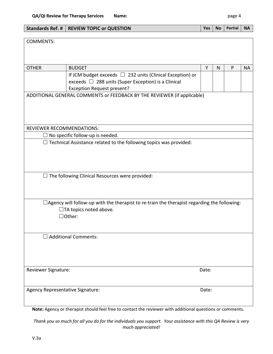Csb Therapy Services on-Site Quality Assurance Review - New Mexico, Page 4