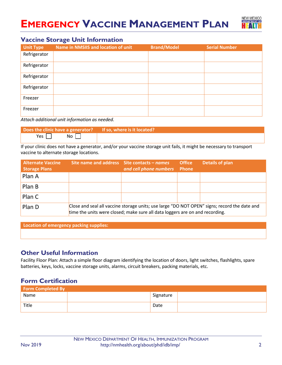 New Mexico Emergency Vaccine Management Plan - Fill Out, Sign Online ...