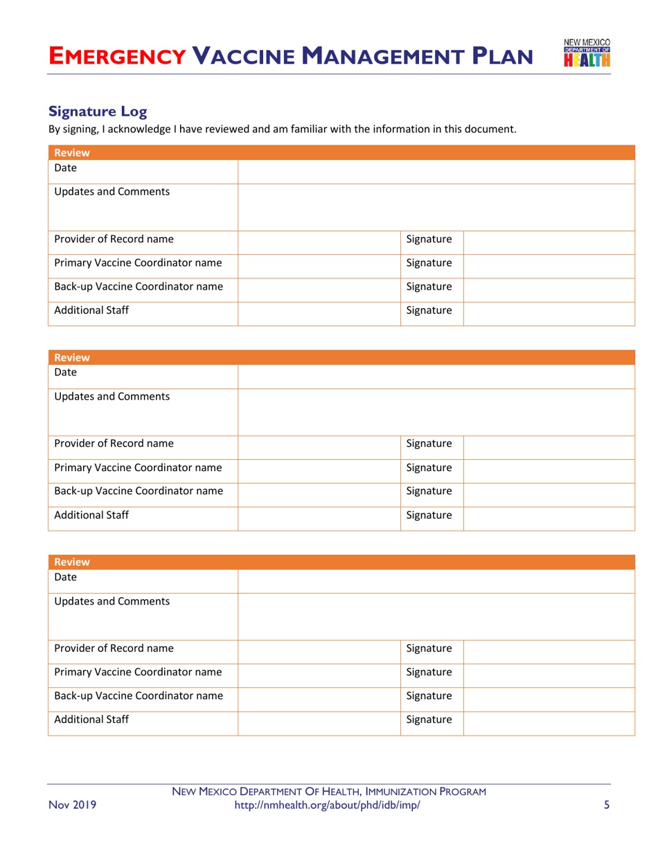 Emergency Vaccine Management Plan - New Mexico, Page 5