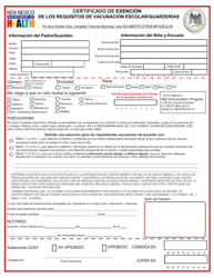 Certificado De Exencionde Los Requisitos De Vacunacion Escolar/Guarderias - New Mexico (Spanish), Page 2