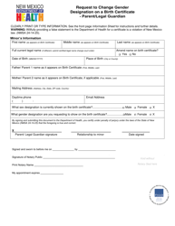 Request to Change Gender Designation on a Birth Certificate - Parent/Legal Guardian - New Mexico, Page 2