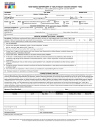 Document preview: New Mexico Department of Health Adult Vaccine Consent Form - New Mexico