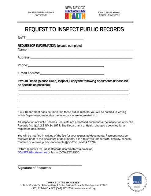 Request to Inspect Public Records - New Mexico Download Pdf