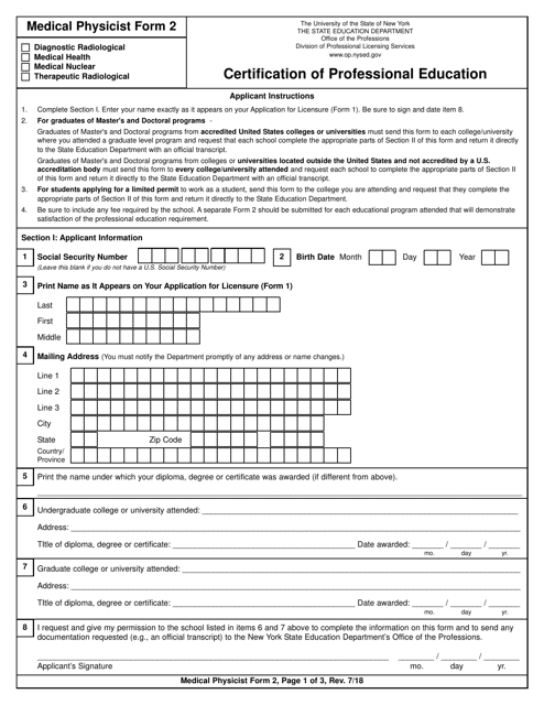 Medical Physicist Form 2  Printable Pdf