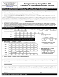 Document preview: Marriage and Family Therapist Form 2INT Certification of Supervised Internship and Practicum - New York