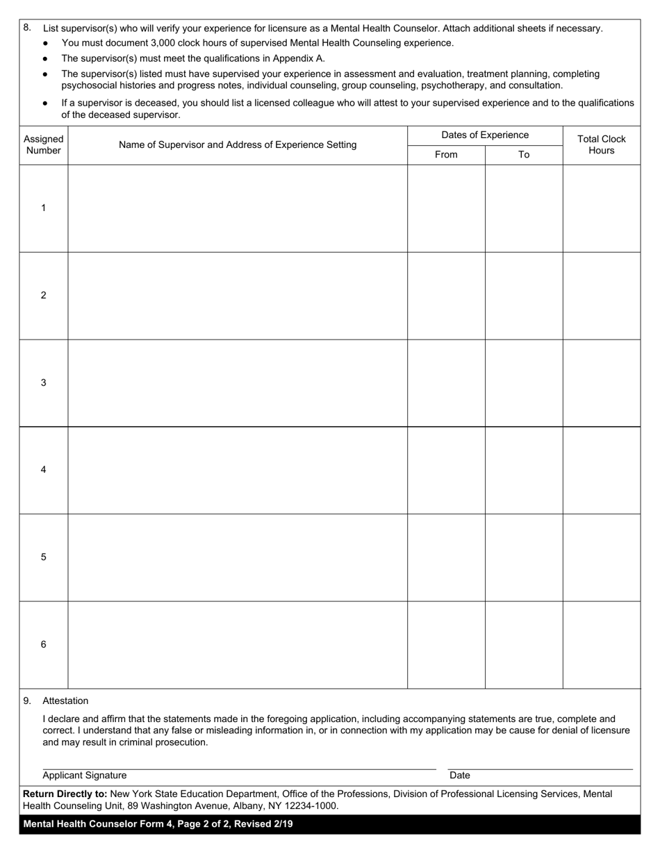 Mental Health Counselor Form 4 - Fill Out, Sign Online and Download ...