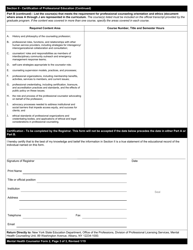 Mental Health Counselor Form 2 Certification of Professional Education - New York, Page 3
