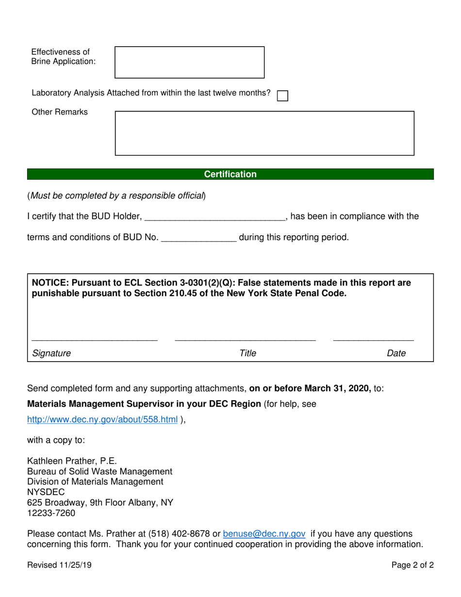Brine Beneficial Use Determination Annual Report - New York, Page 2