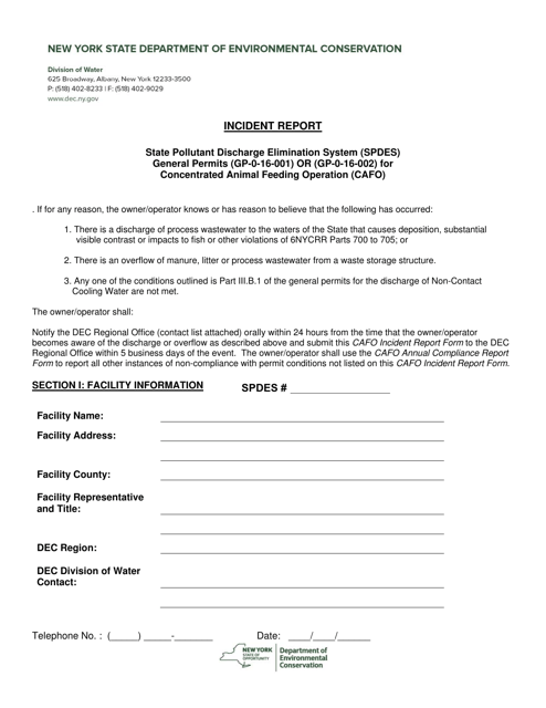 "Incident Report Form" - New York Download Pdf