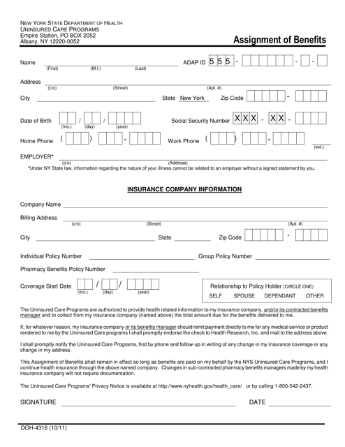 Form DOH-4316  Printable Pdf