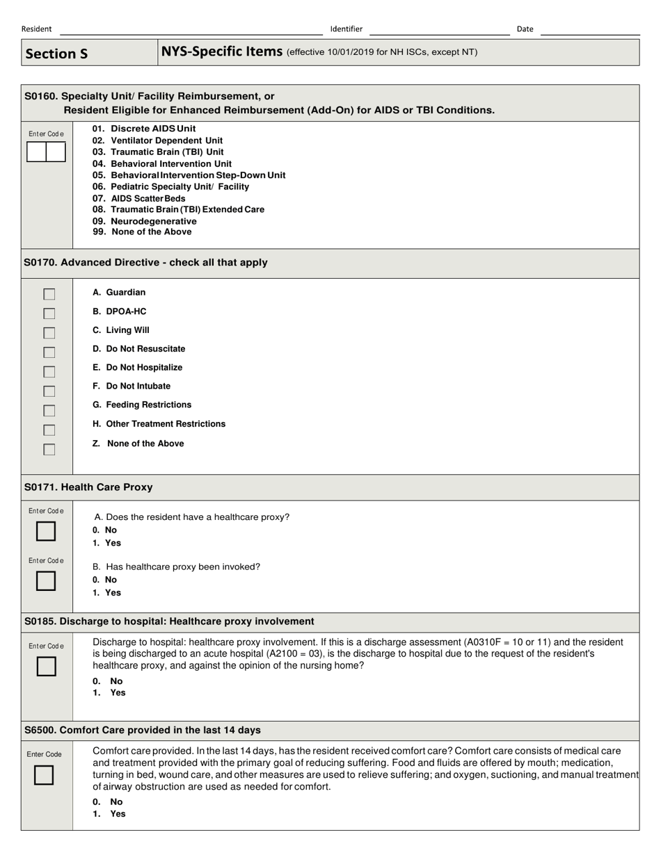 Section S NYS-Specific Items - New York, Page 1