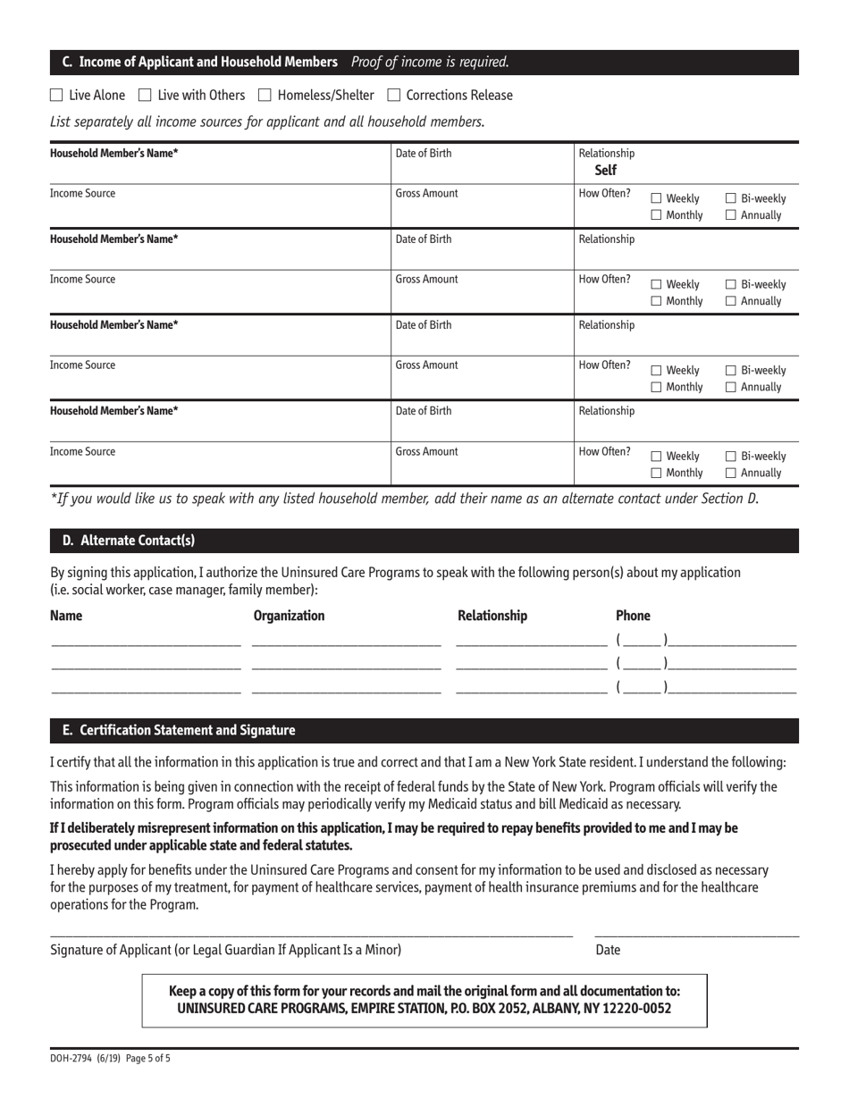 Form DOH-2794 - Fill Out, Sign Online and Download Printable PDF, New ...