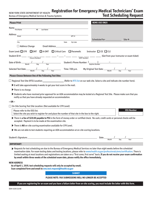 Form DOH-4245  Printable Pdf