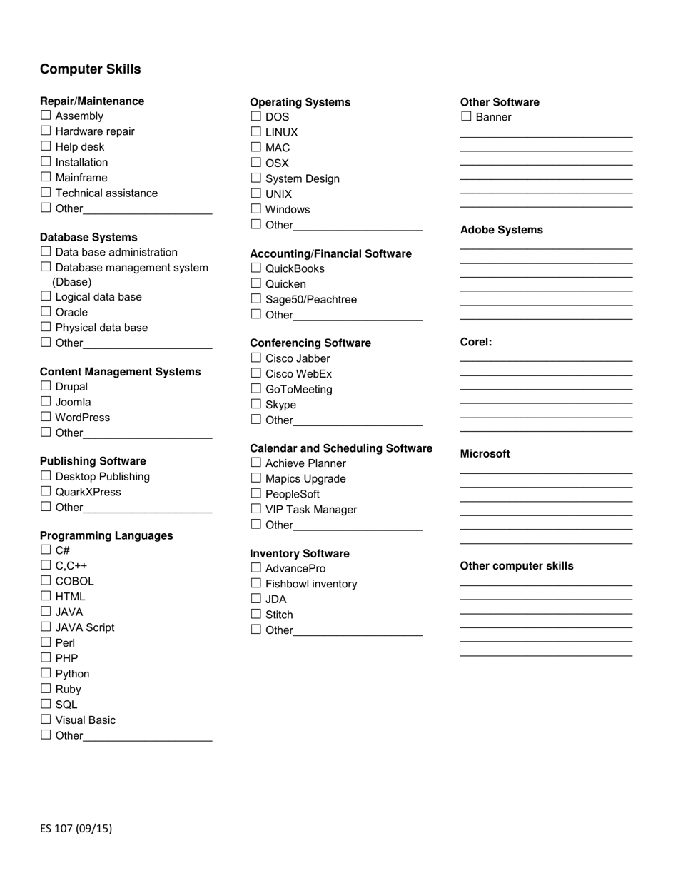 Form ES107 Job Matching Skills - New York, Page 4