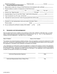 Form LS553 Application for a Certificate of Group Eligibility to Employ Child Performers - New York, Page 2