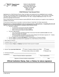 Document preview: Form LS566 Child Performer Trust Account Form - New York