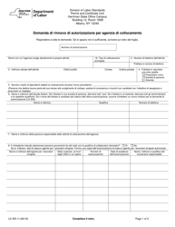 Document preview: Form LS355.1I Application for Renewal of Employment Agency License - New York (Italian)