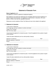 Document preview: Form LS361 Statement of Character Form - New York