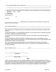 Form LS315 Statement of Nonprofitmaking Institution - New York, Page 2
