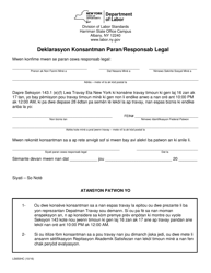 Document preview: Form LS650HC Parent/Guardian Statement of Consent - New York (Haitian Creole)