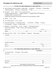 Form DEOD834 Complaint Form, Including Discrimination Complaints - New York, Page 4