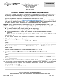 Document preview: Form DEOD834AL Complaint Form, Including Discrimination Complaints - New York (Albanian)