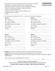 Form DEOD834AL Complaint Form, Including Discrimination Complaints - New York (Albanian), Page 3