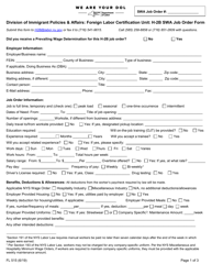 Form FL515 Division of Immigrant Policies &amp; Affairs: Foreign Labor Certification Unit: H-2b Swa Job Order Form - New York