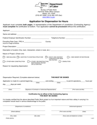 Form PW30 Application for Dispensation for Hours - New York