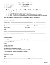 Form PW30.1 Employer Registration for Use of 4 Day/10 Hour Work Schedule - New York