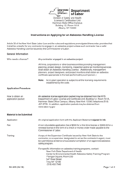 Document preview: Instructions for Form SH430 Application for an Asbestos Handling License - New York