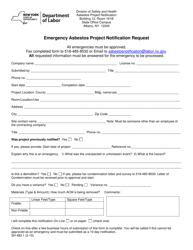 Document preview: Form SH483.1 Emergency Asbestos Project Notification Request - New York