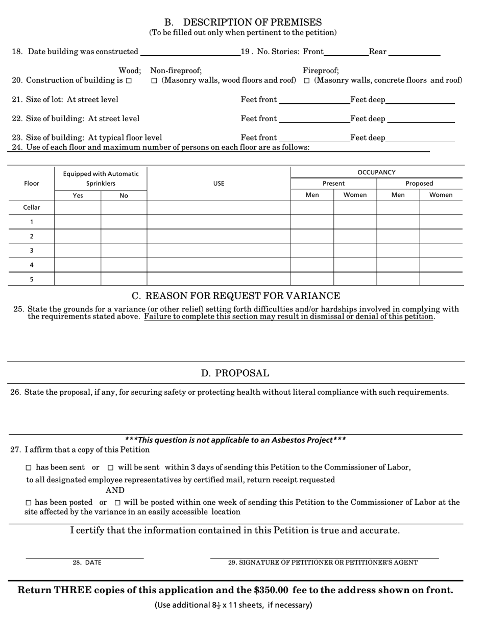 Form SH-751 Petition for a Variance or Other Relief - New York, Page 2